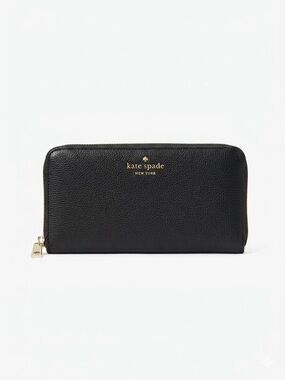 Kate Spade Leila Large Continental Wallet Black Pebbled Leather EUC